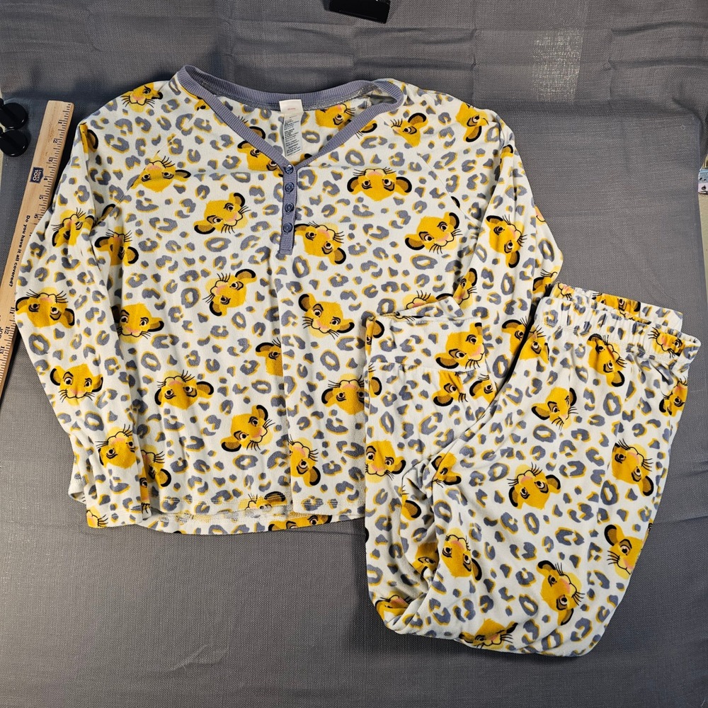 Disney The Lion King‎ Simba Leopard Print Fleece Pajama Set  Large 12-14